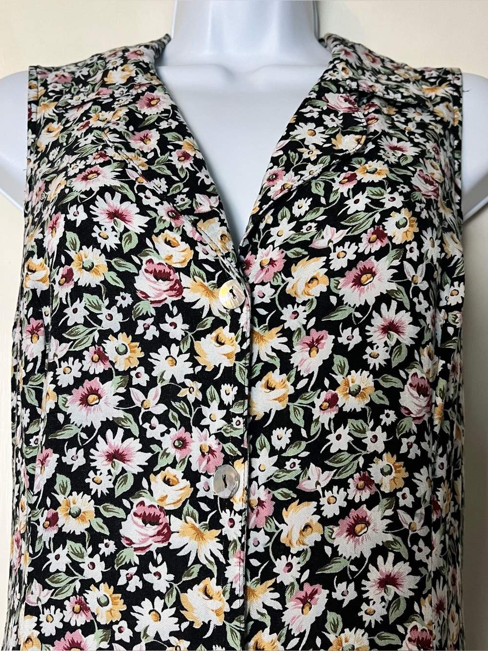 All That Jazz Vintage 90s Black Floral Button Front Maxi Dress Sz 13/14 - Picture 5 of 9